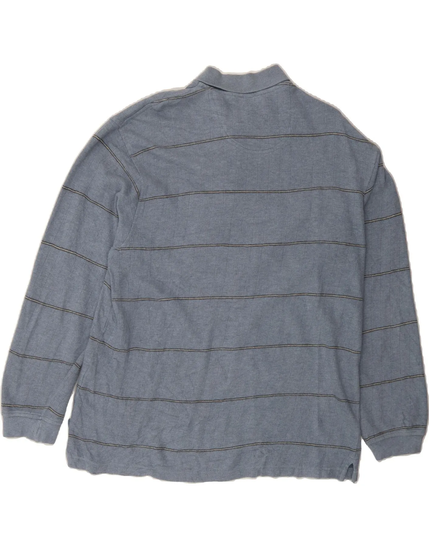 IZOD Mens Long Sleeve Polo Shirt Large Blue Striped Cotton