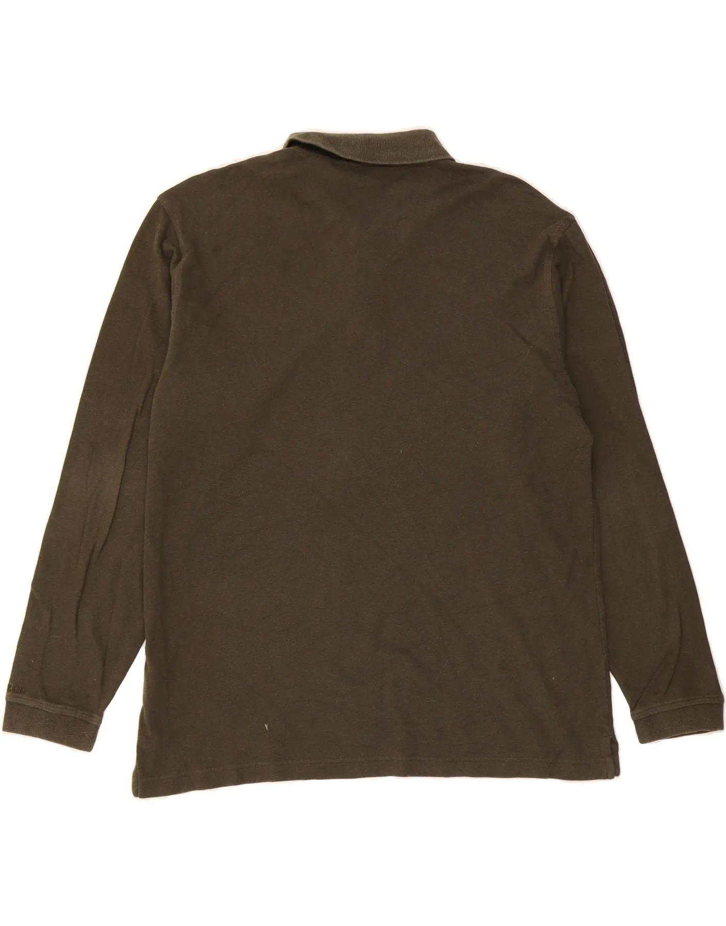 IZOD Mens Long Sleeve Polo Shirt Large Khaki Cotton