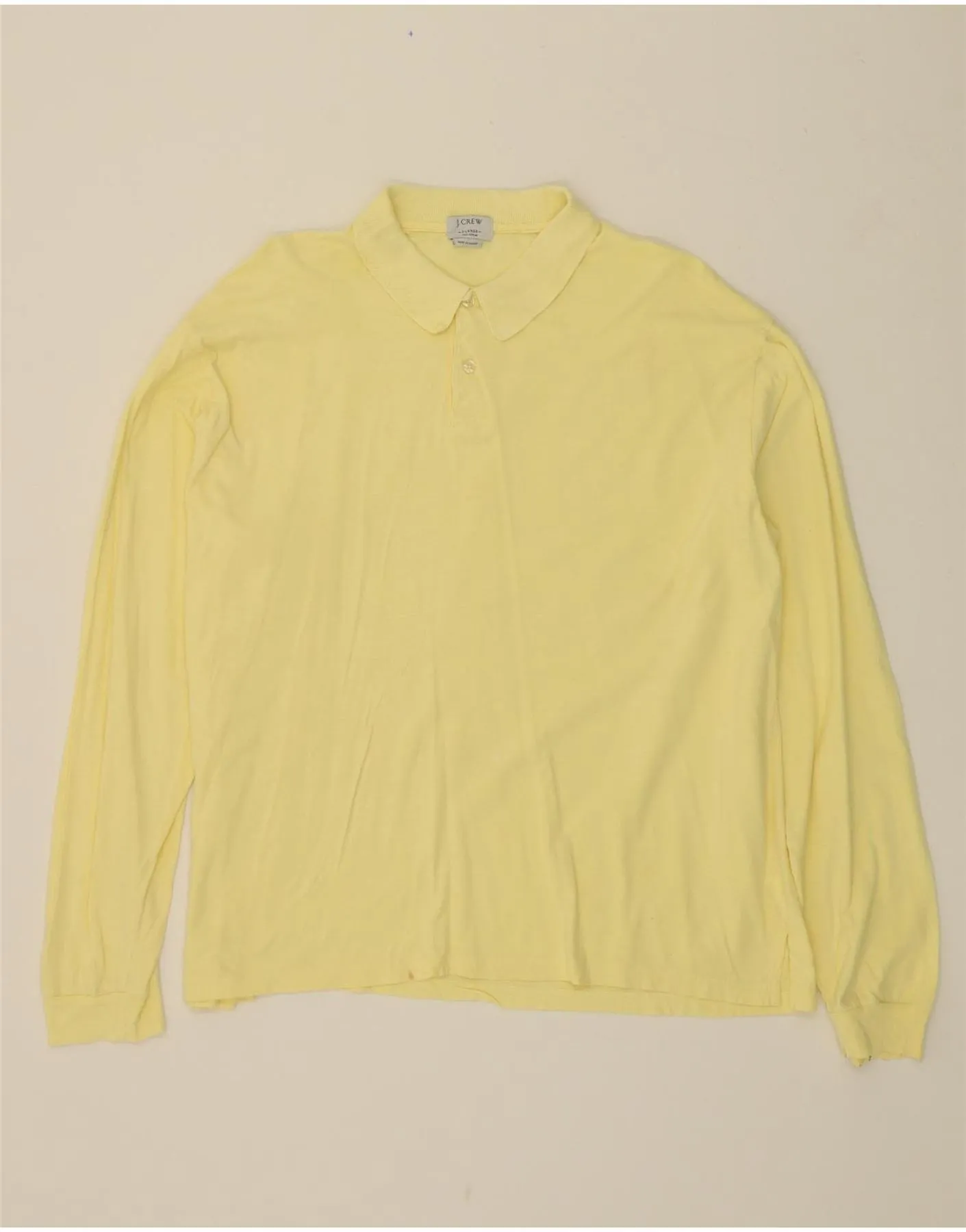 J. CREW Mens Long Sleeve Polo Shirt XL Yellow Cotton