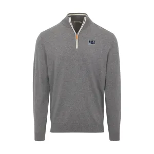 Jackson State Grey with White Trim Luxury Touch Cotton and Cashmere Quarter Zip Sweater