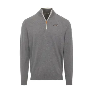 James Madison Grey with White Trim Luxury Touch Cotton and Cashmere Quarter Zip Sweater