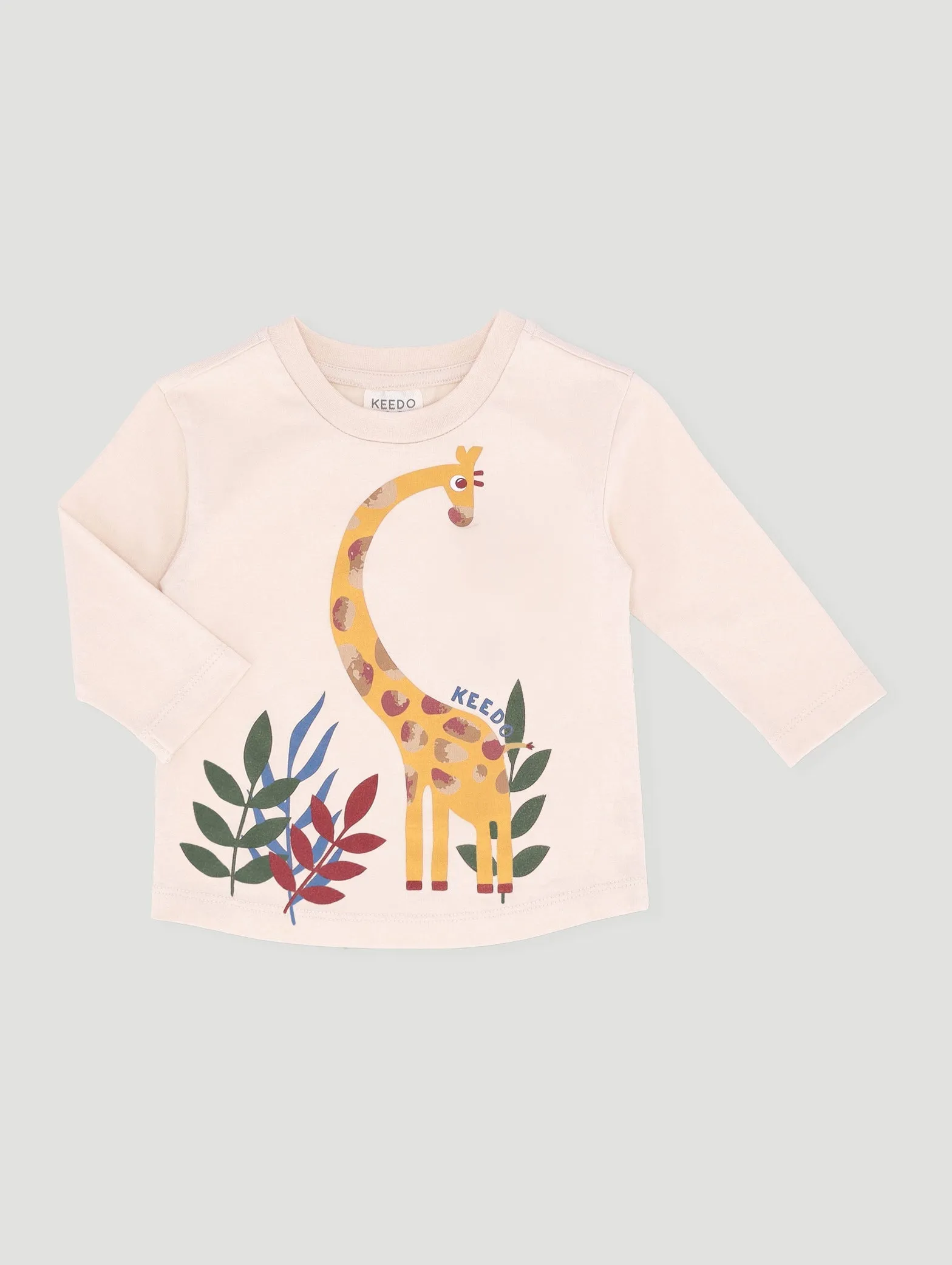 Keedo Baby Boys Long Sleeve Giraffe Cotton Lycra Tee