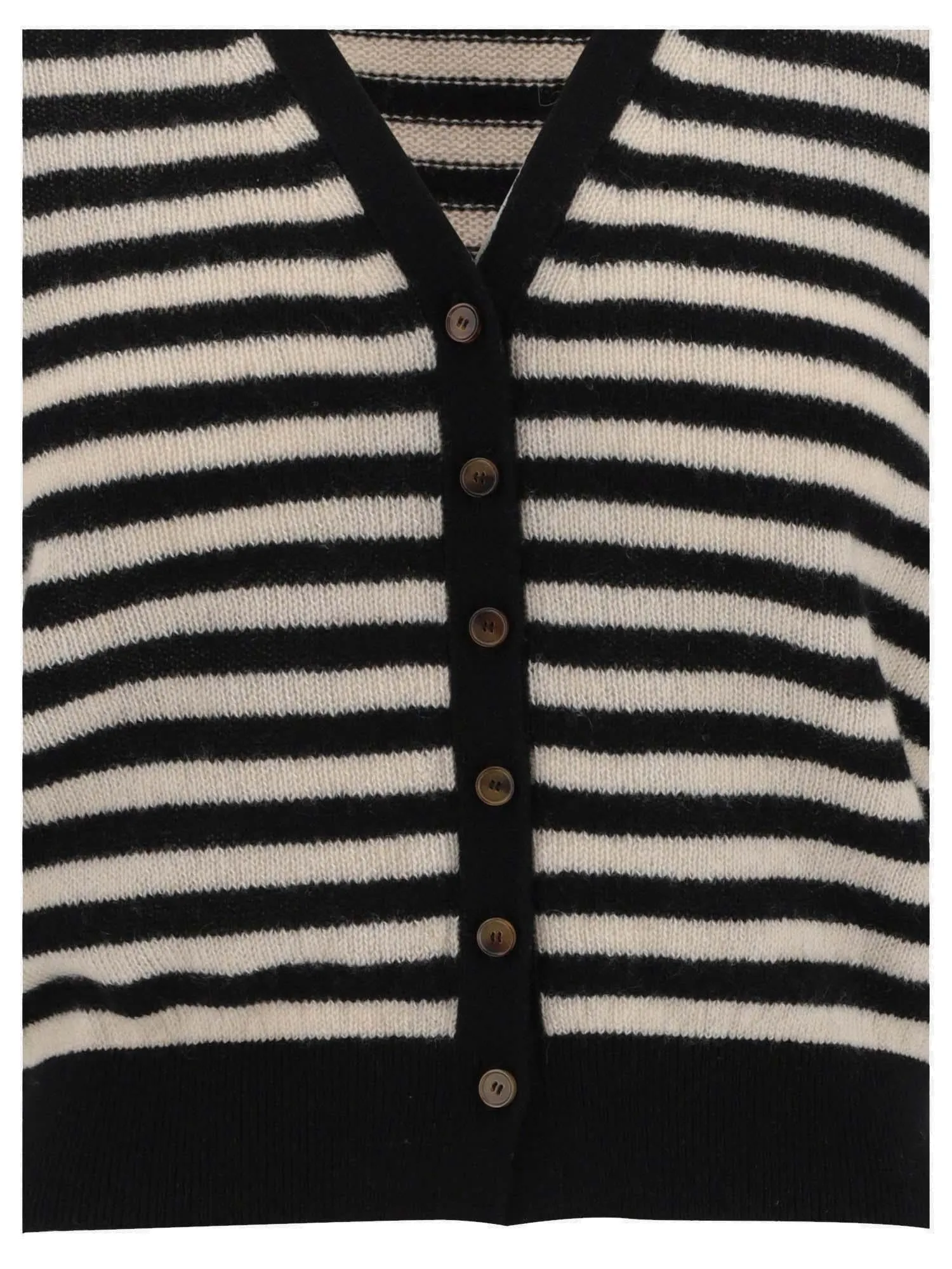 Khaite Striped V-Neck Cardigan