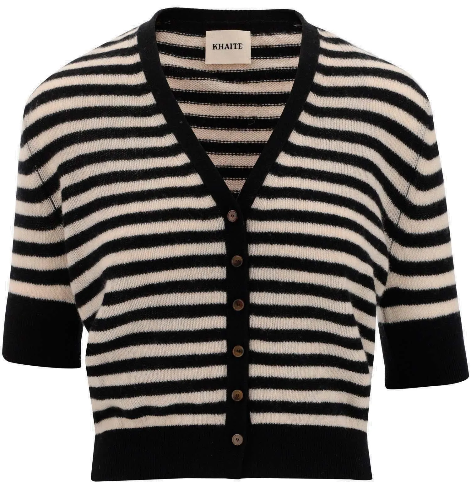 Khaite Striped V-Neck Cardigan