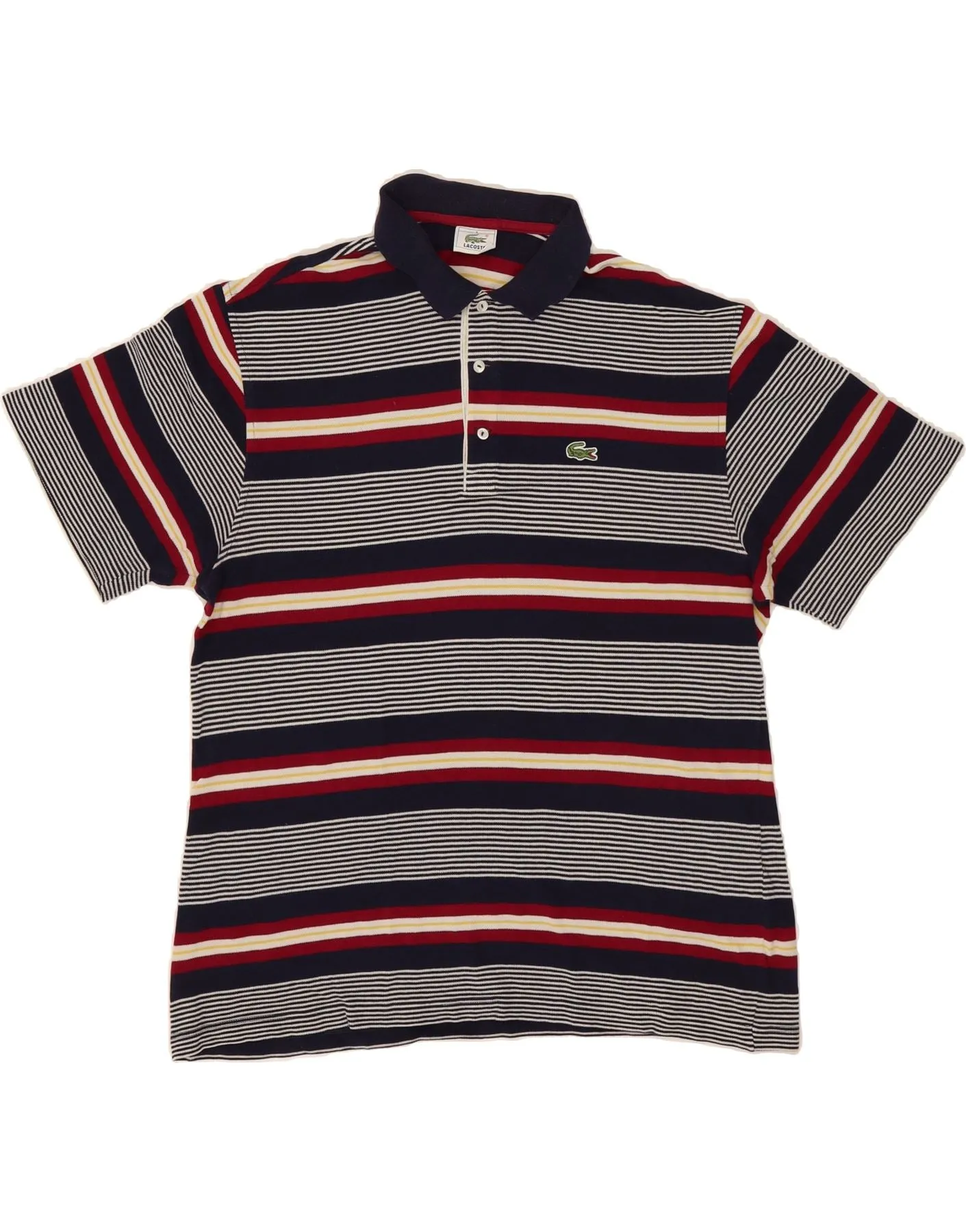 LACOSTE Mens Polo Shirt Size 6 XL Navy Blue Striped