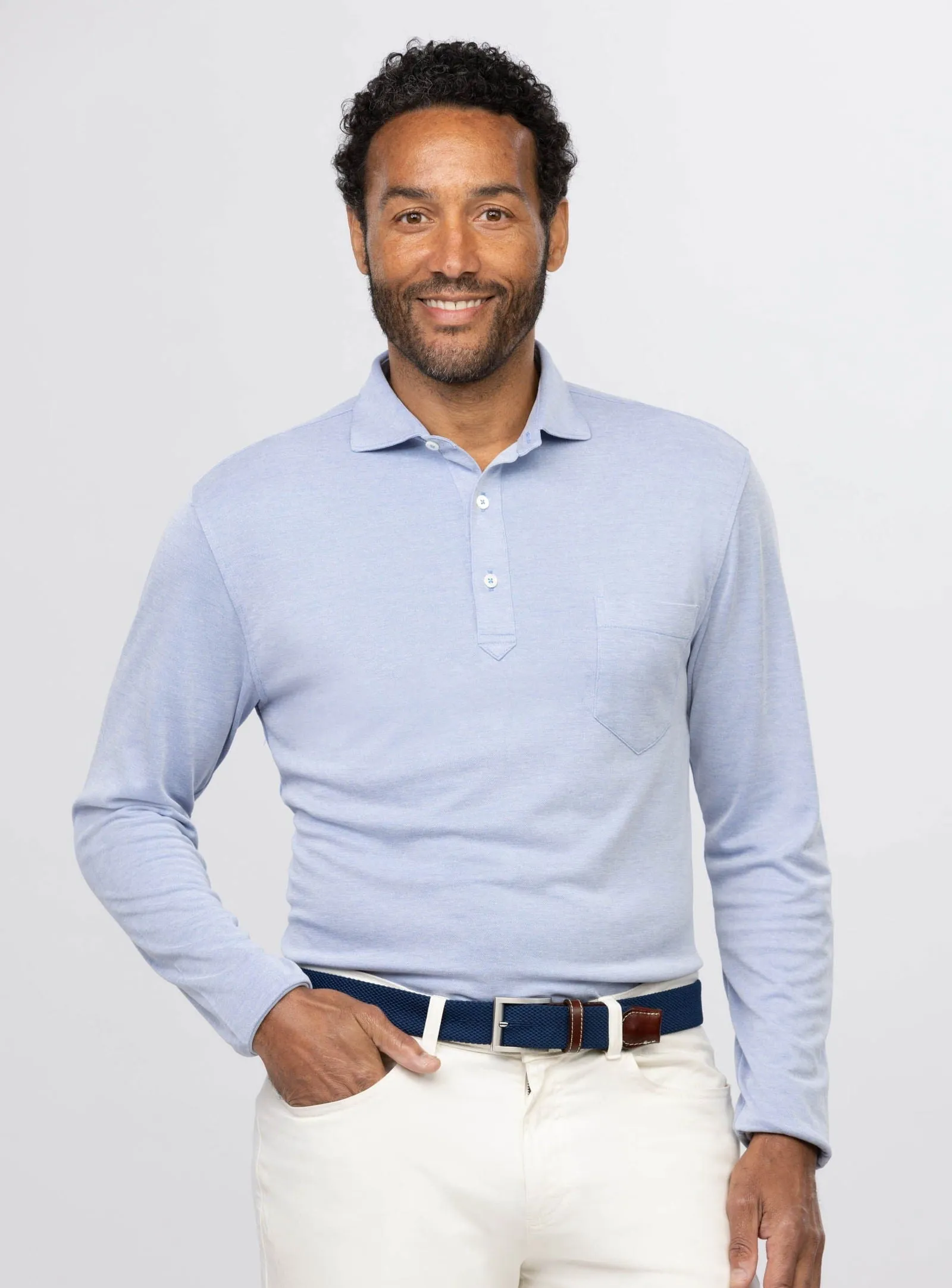 Lester Oxford Performance Polo - Long Sleeve