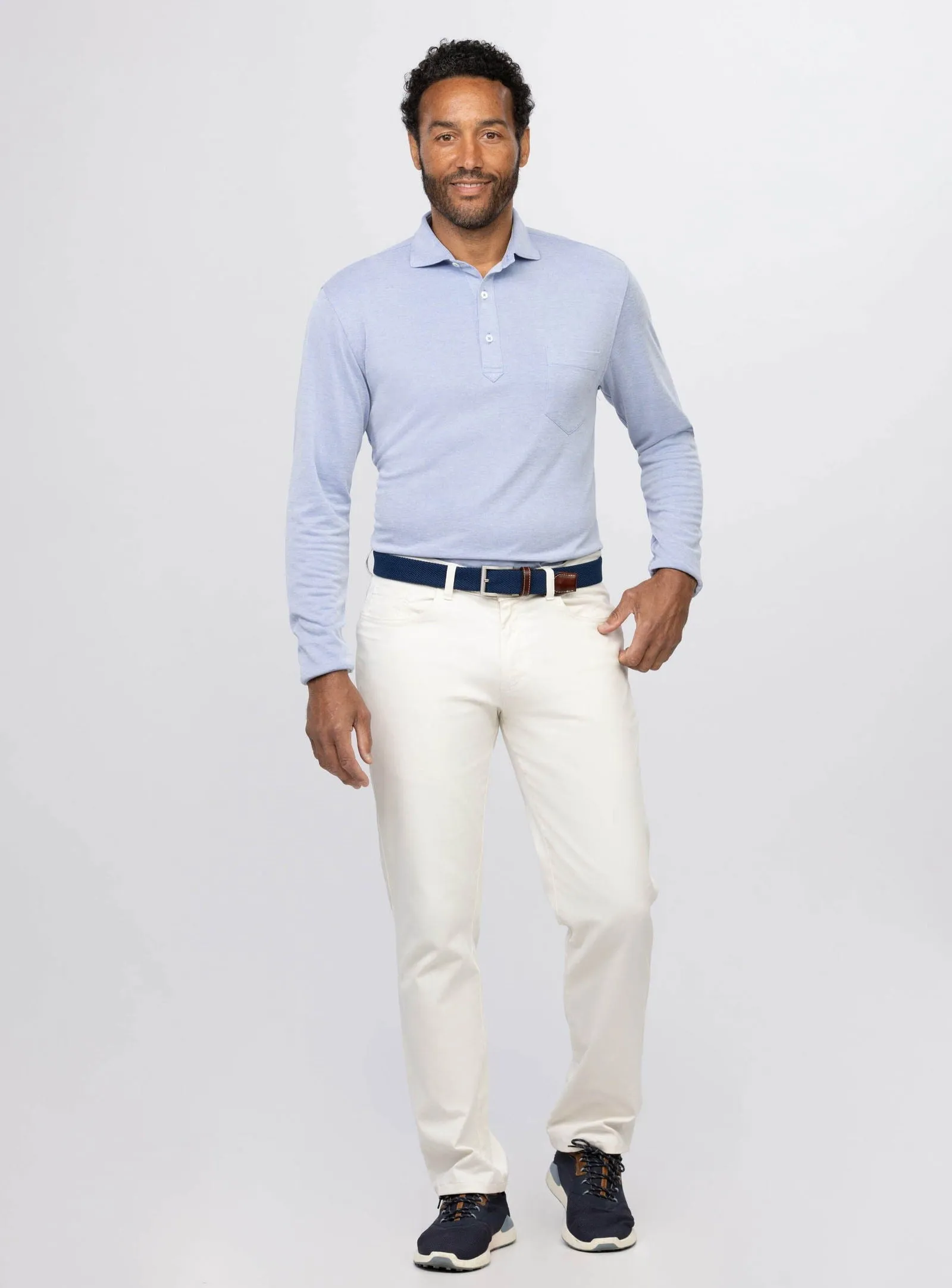 Lester Oxford Performance Polo - Long Sleeve