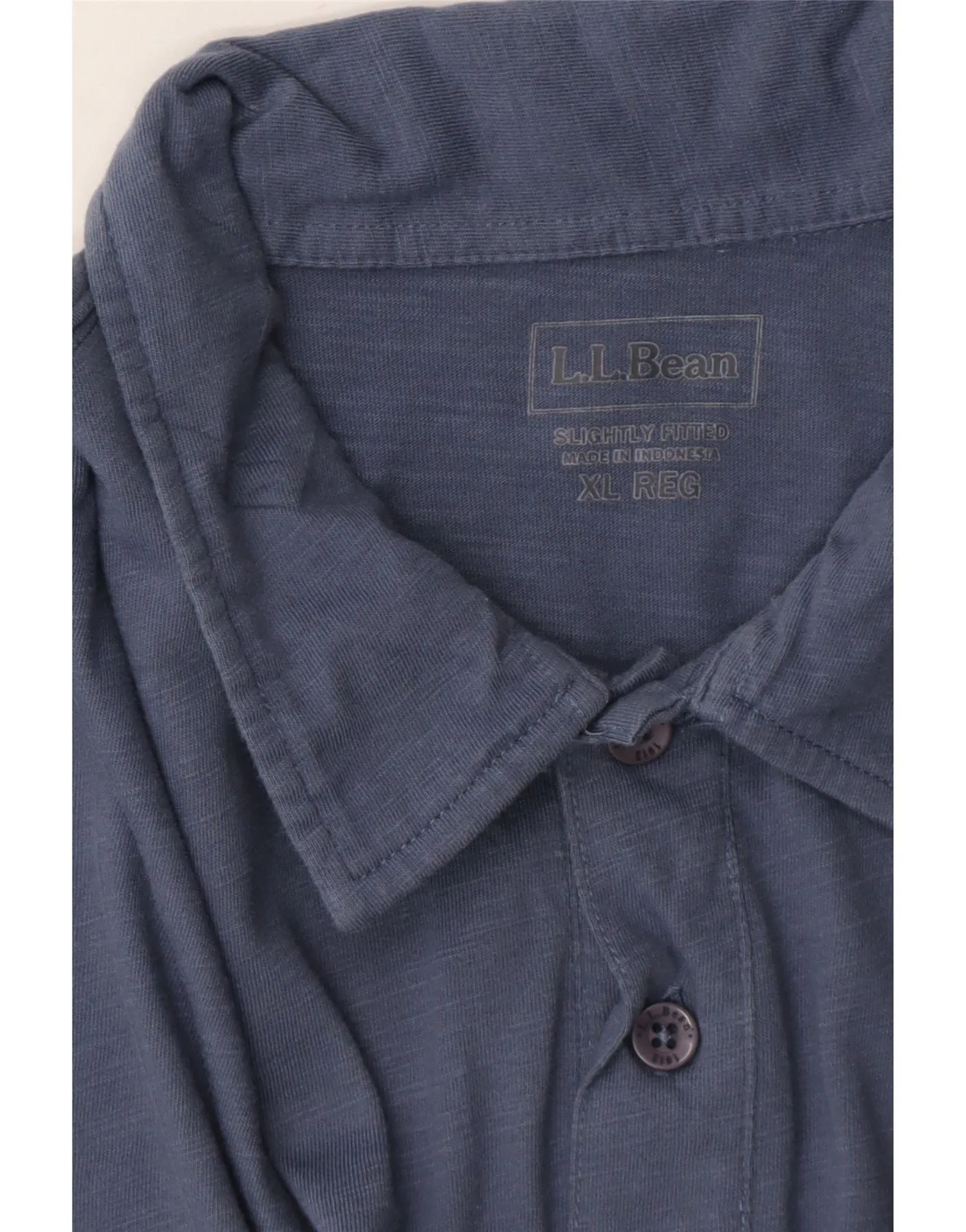 L.L.BEAN Mens Polo Shirt XL Navy Blue Cotton