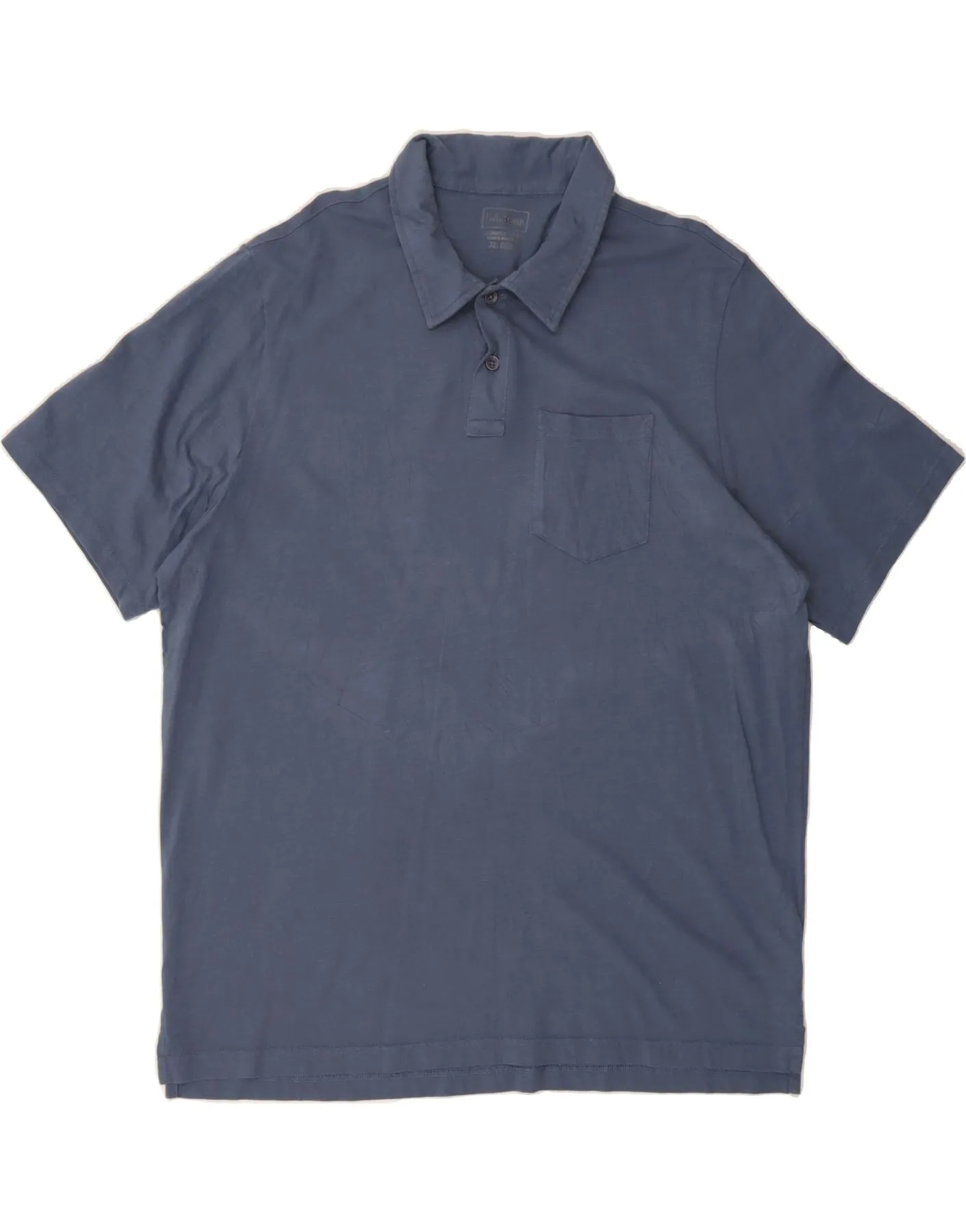 L.L.BEAN Mens Polo Shirt XL Navy Blue Cotton