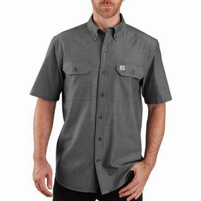 Loose Fit Midweight Chambray Shirt - Black