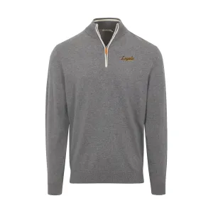Loyola Chicago Grey with White Trim Luxury Touch Cotton and Cashmere Quarter Zip Sweater