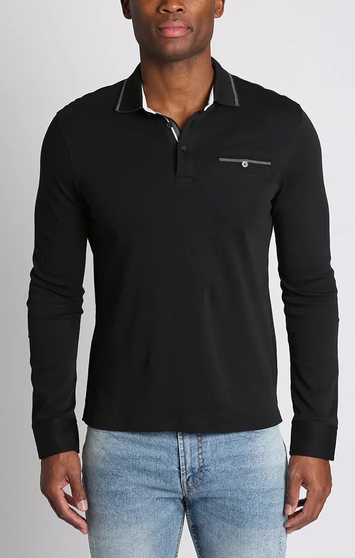 Luxe Cotton Long Sleeve Polo Shirt