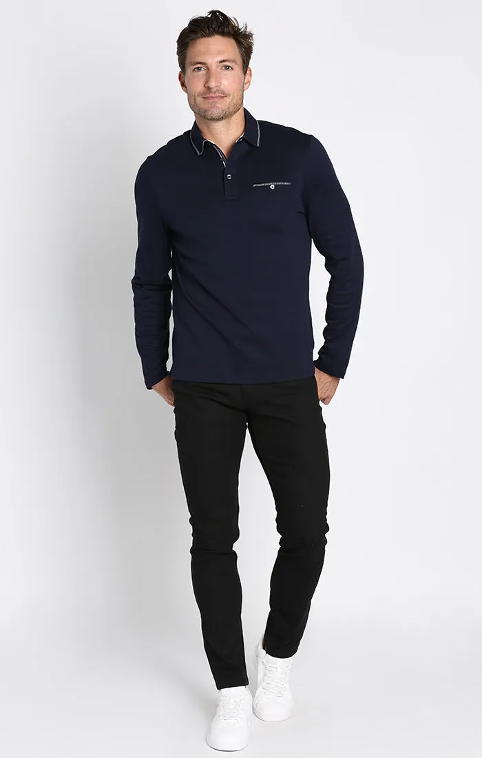 Luxe Cotton Long Sleeve Polo Shirt