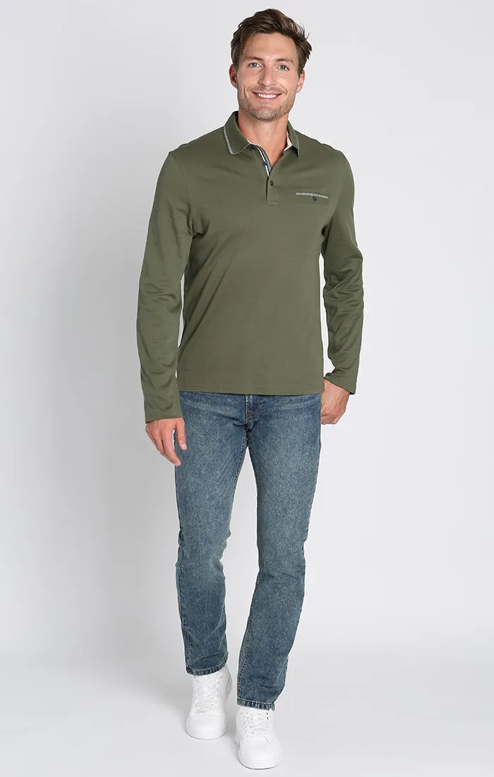 Luxe Cotton Long Sleeve Polo Shirt