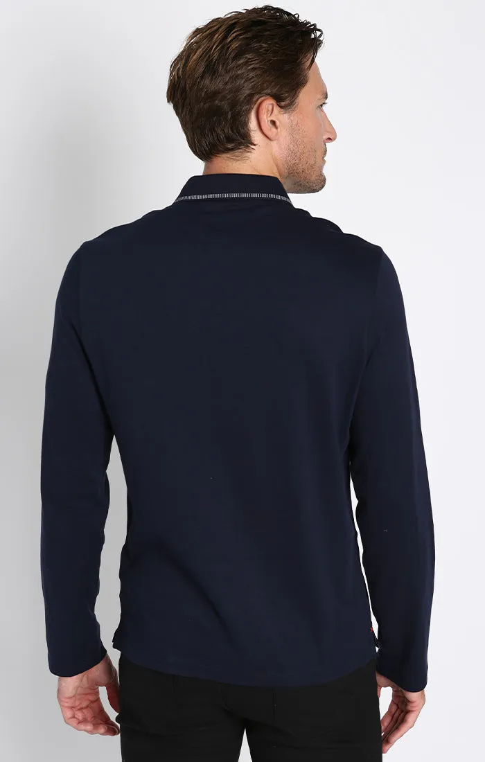 Luxe Cotton Long Sleeve Polo Shirt