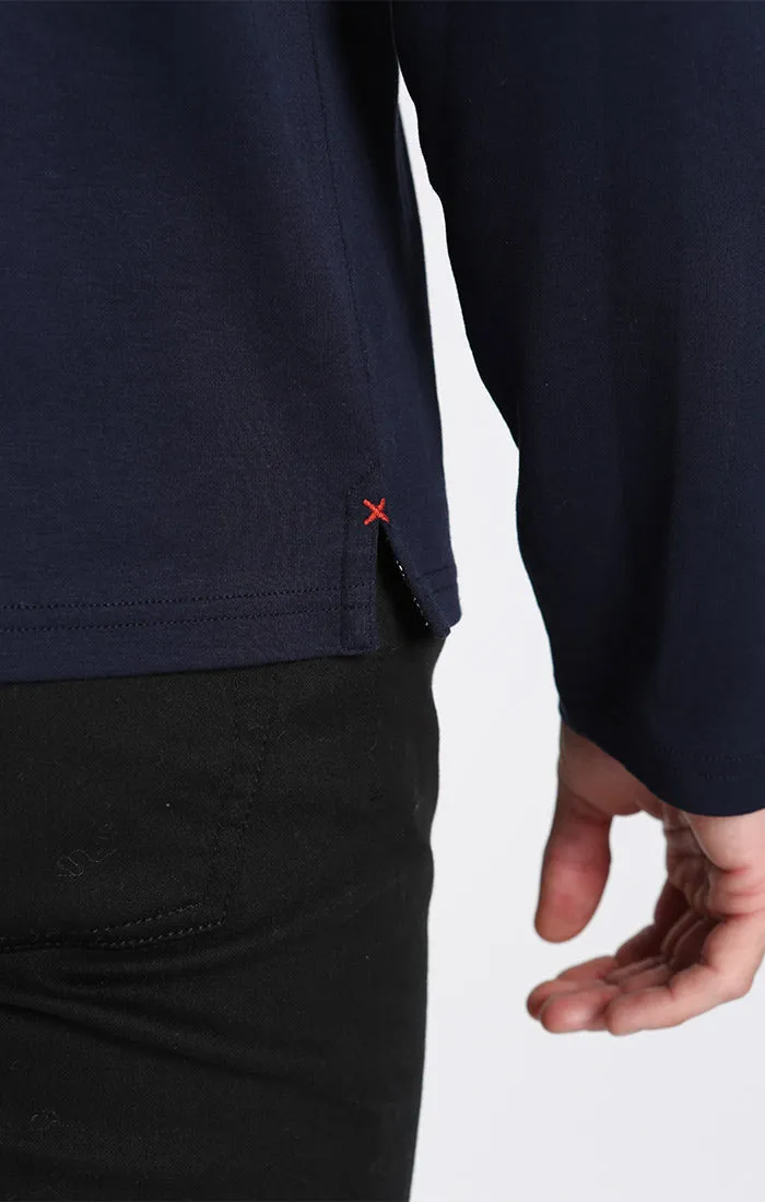 Luxe Cotton Long Sleeve Polo Shirt