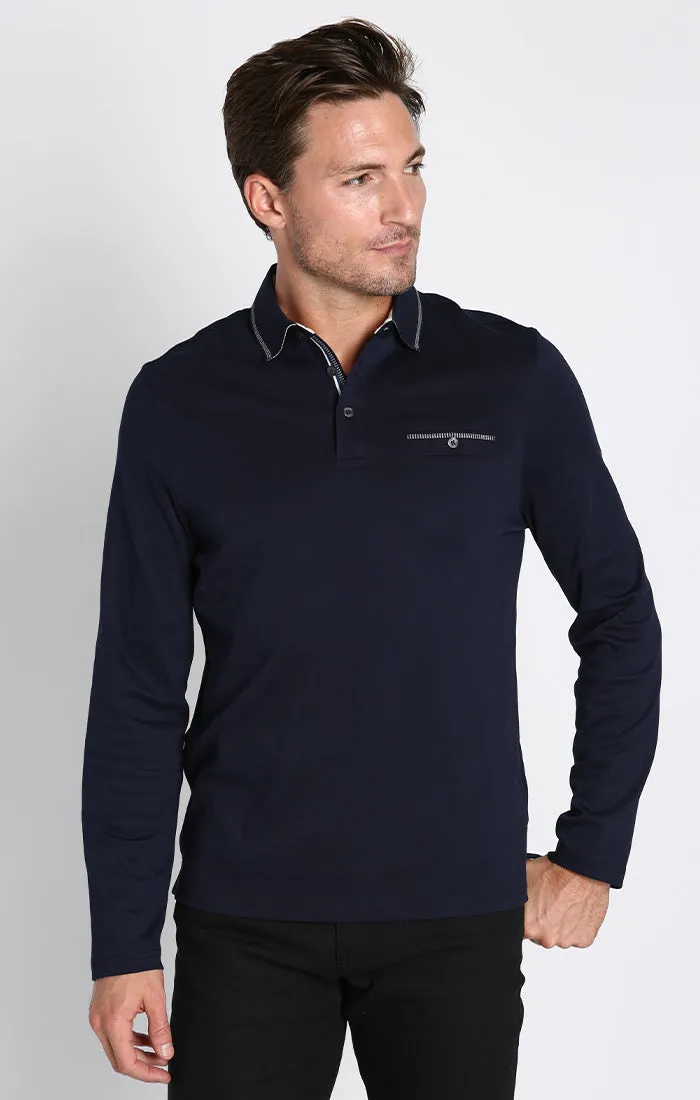 Luxe Cotton Long Sleeve Polo Shirt