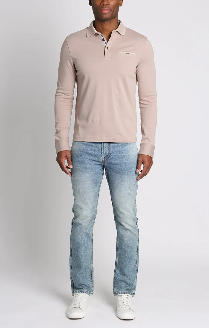 Luxe Cotton Long Sleeve Polo Shirt