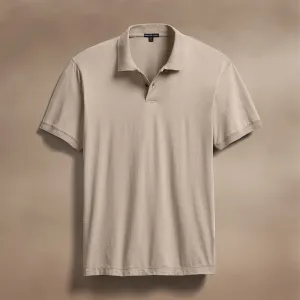 Luxe Lotus Jersey Polo - Overcast