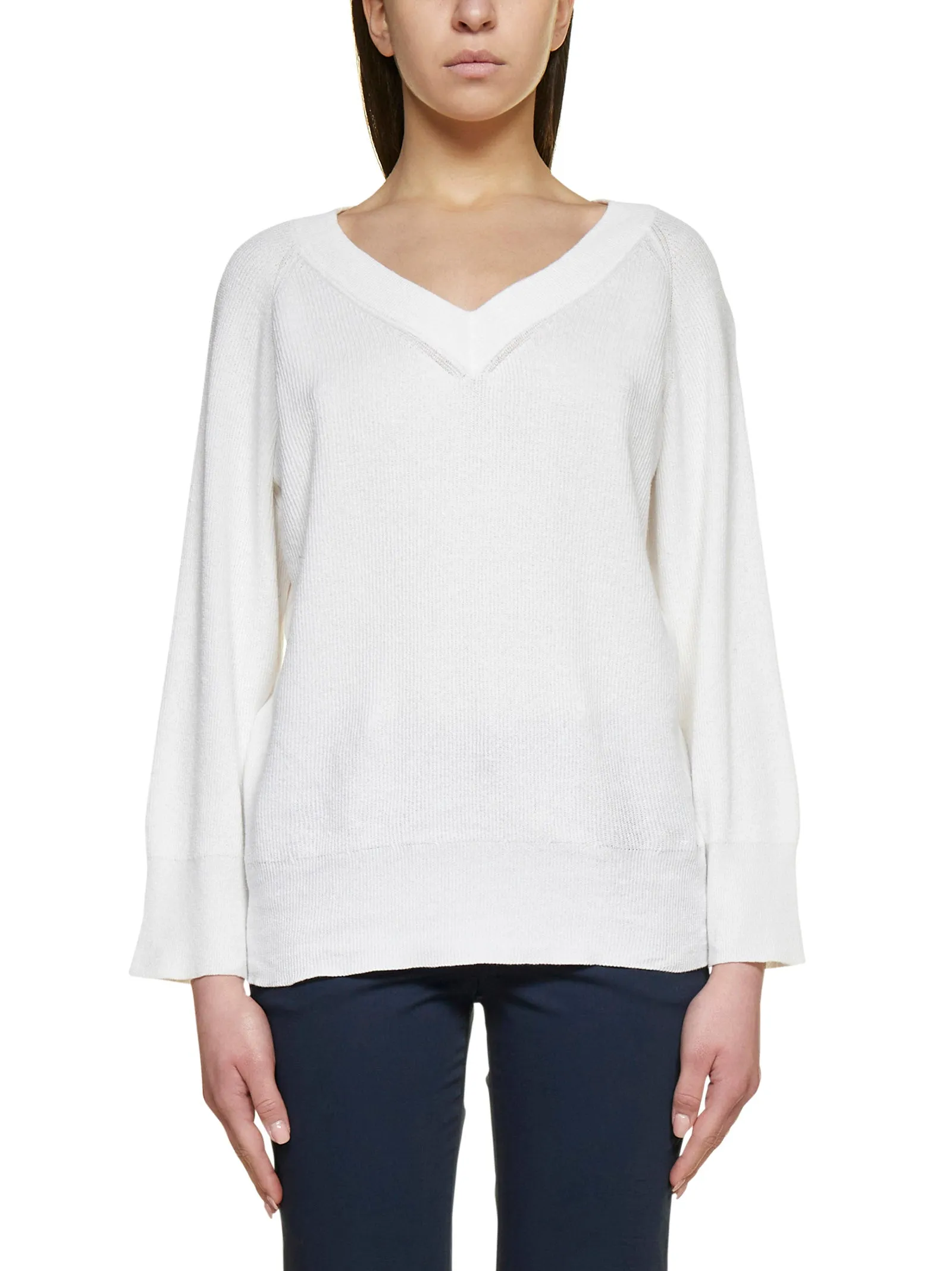 Malo V-Neck Knitted Raglan-Sleeve Jumper