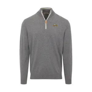 Marquette Grey with White Trim Luxury Touch Cotton and Cashmere Quarter Zip Sweater