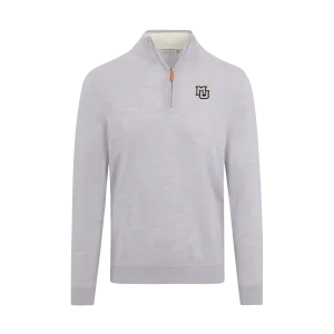 Marquette Light Grey Melange Cashmere Touch Australian Merino Quarter Zip Sweater