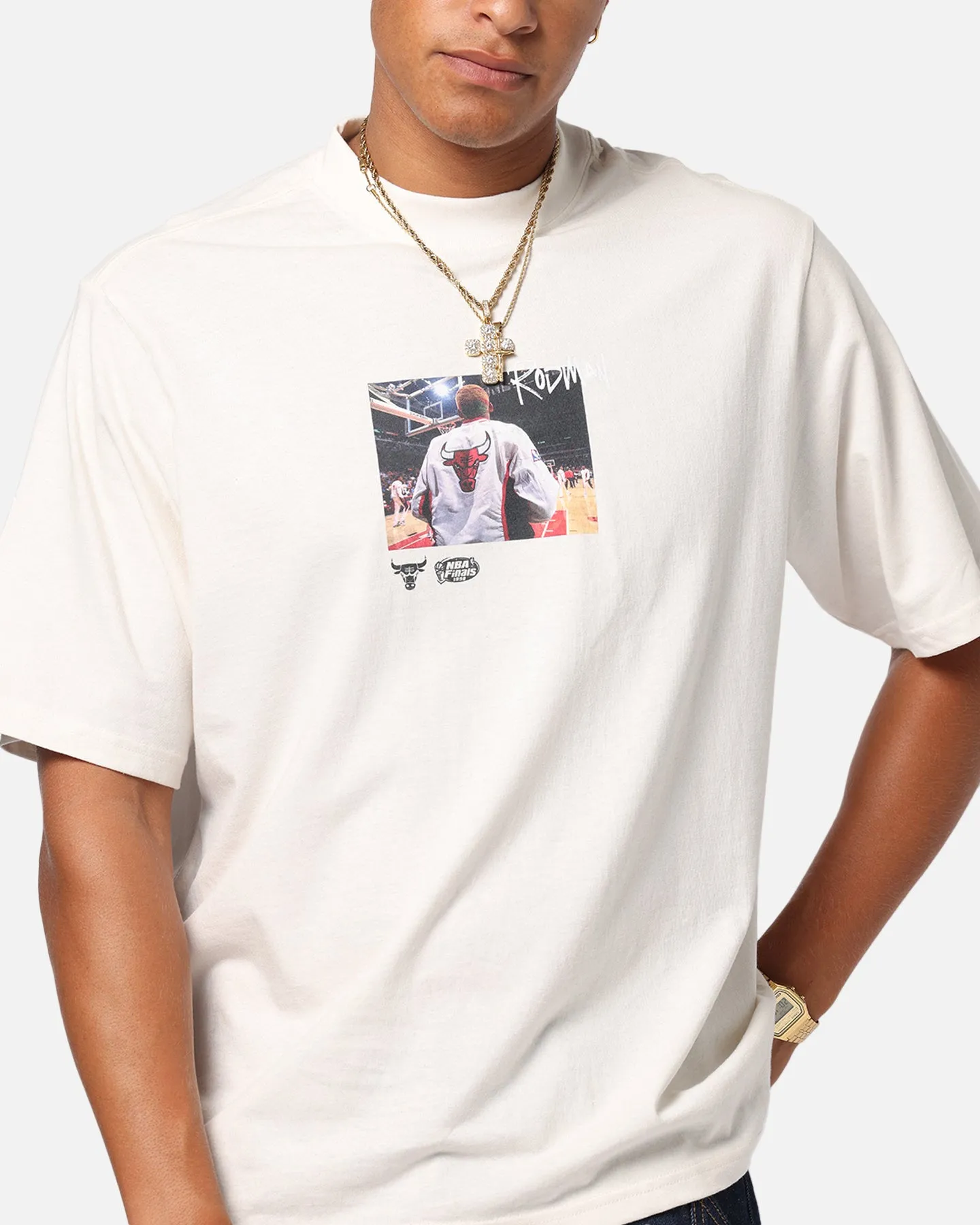 Mitchell & Ness Chicago Bulls Dennis Rodman Pre & Post Game T-Shirt Birch