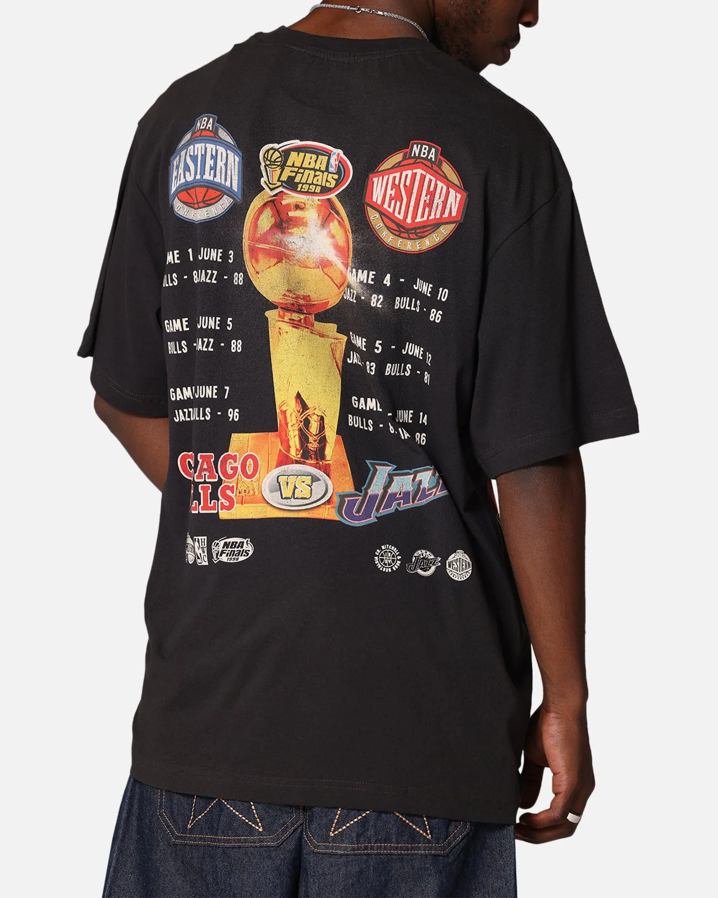 Mitchell & Ness Chicago Bulls Vs. Utah Jazz 1998 Legendary Finals T-Shirt Faded Black