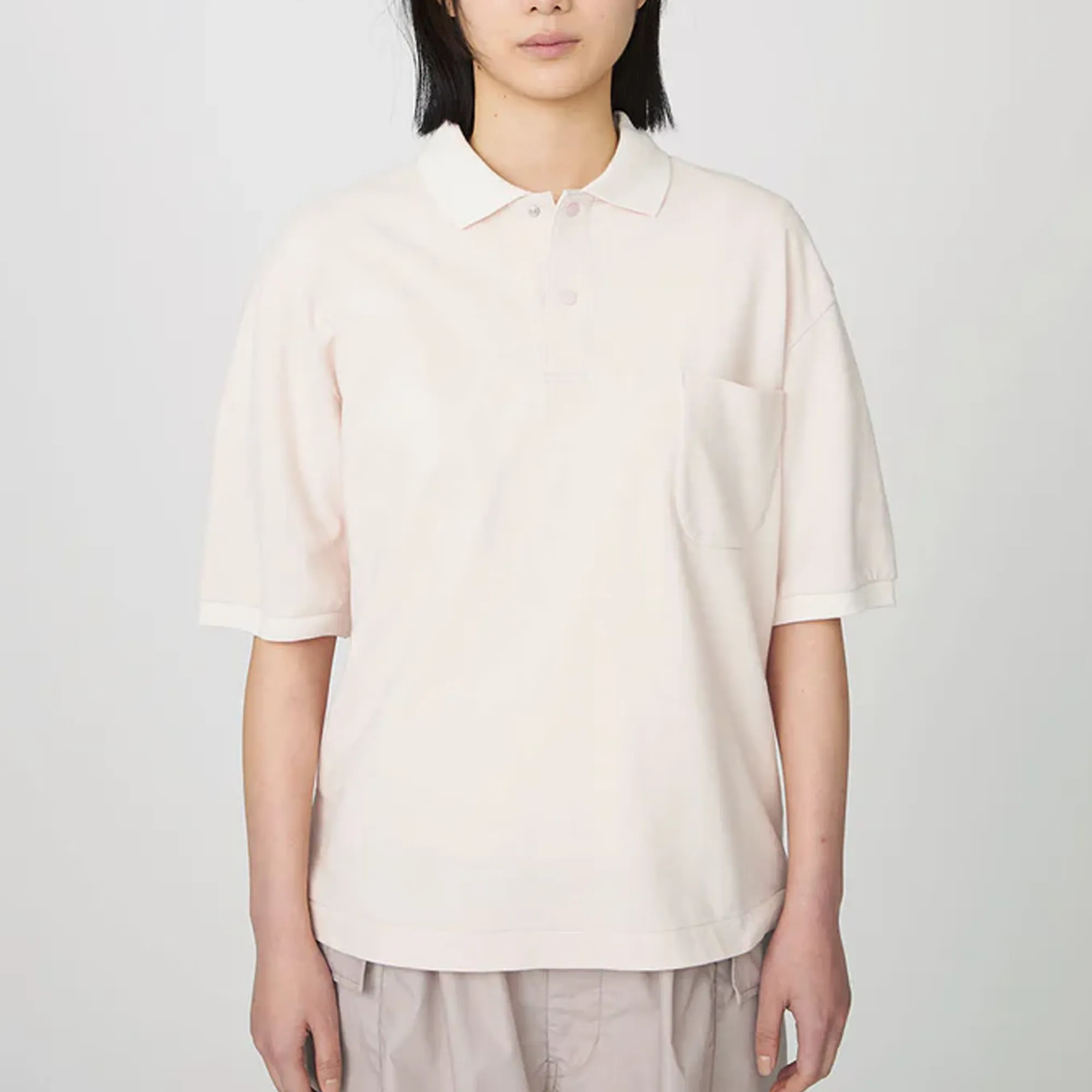 Nanamica Short Sleeve Polo Shirt Grayish Pink S25SG113U
