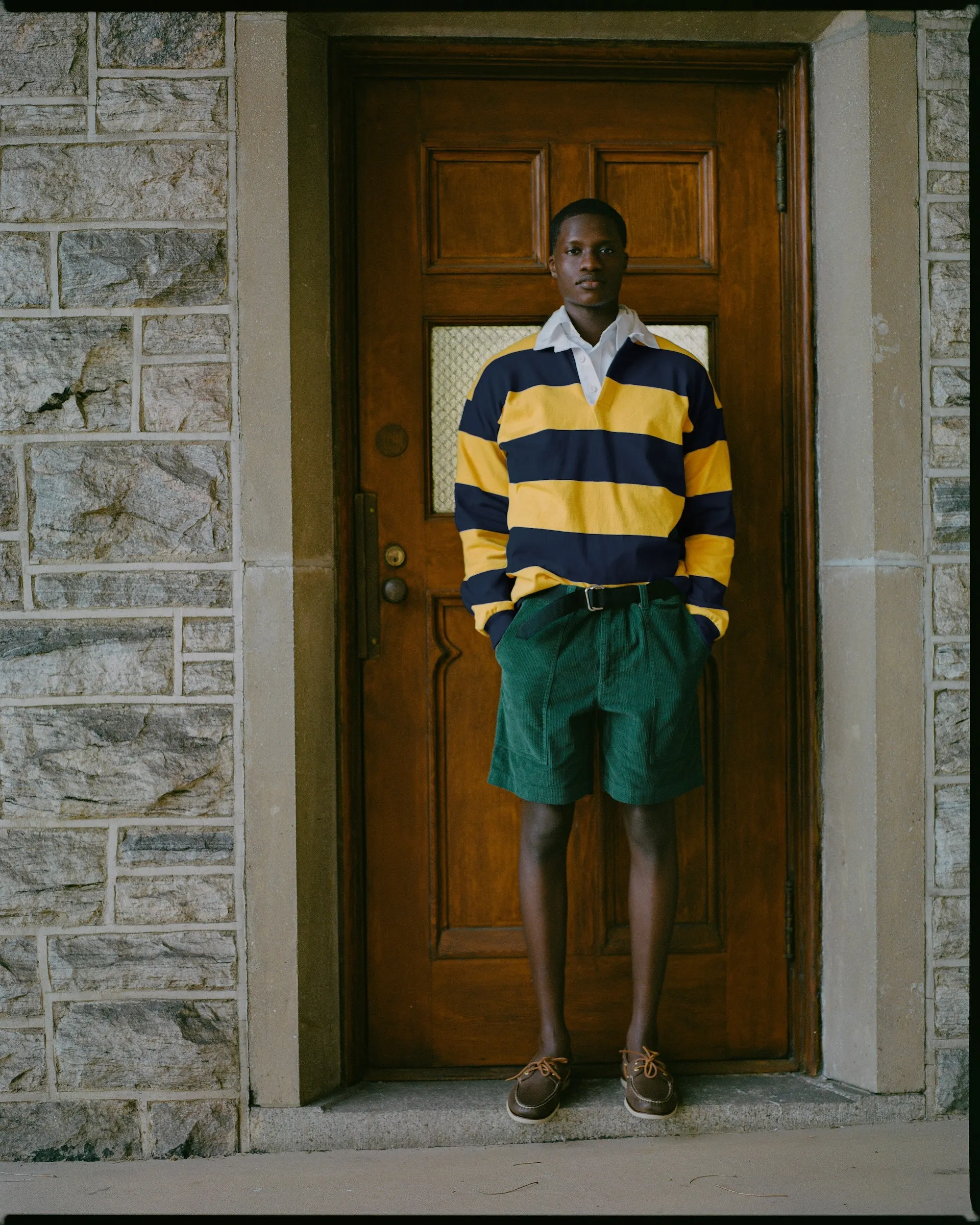 NAVY/GOLD STRIPE RUGBY SHIRT
