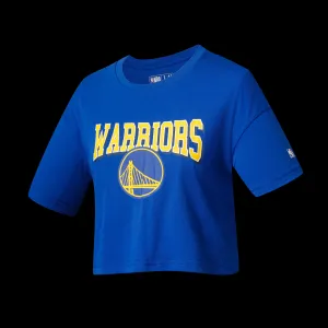 NBA Team Logo Print Boxy Fit Cropped Top - BLUE1. WARRIORS