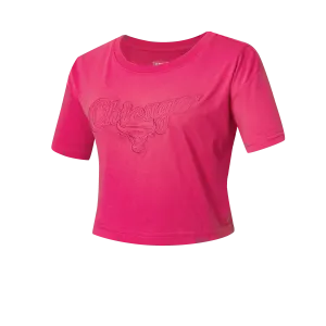 NBA Wordmark Embroidery Boxy Fit Cropped Top - PINK BULLS