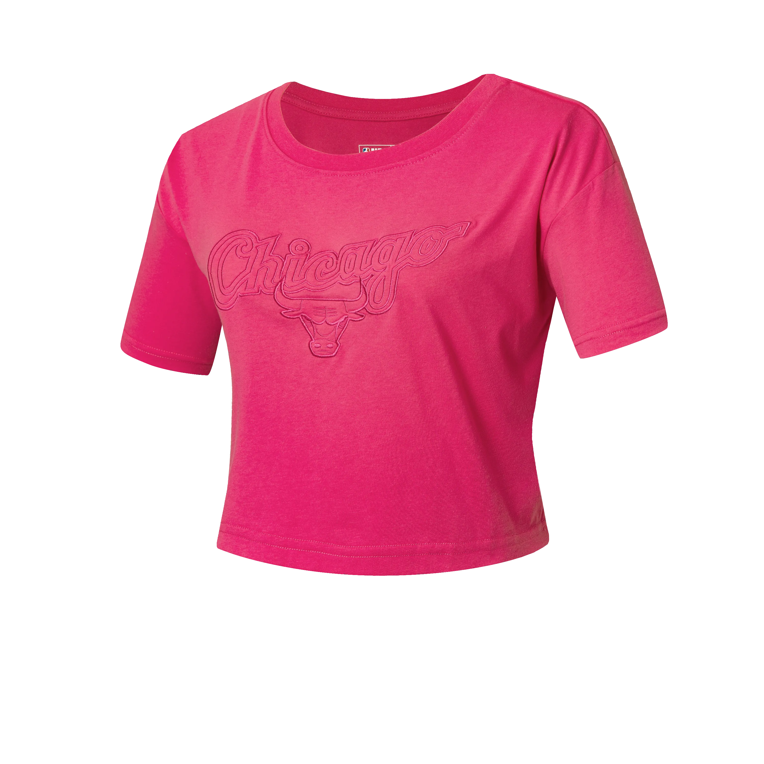 NBA Wordmark Embroidery Boxy Fit Cropped Top - PINK BULLS