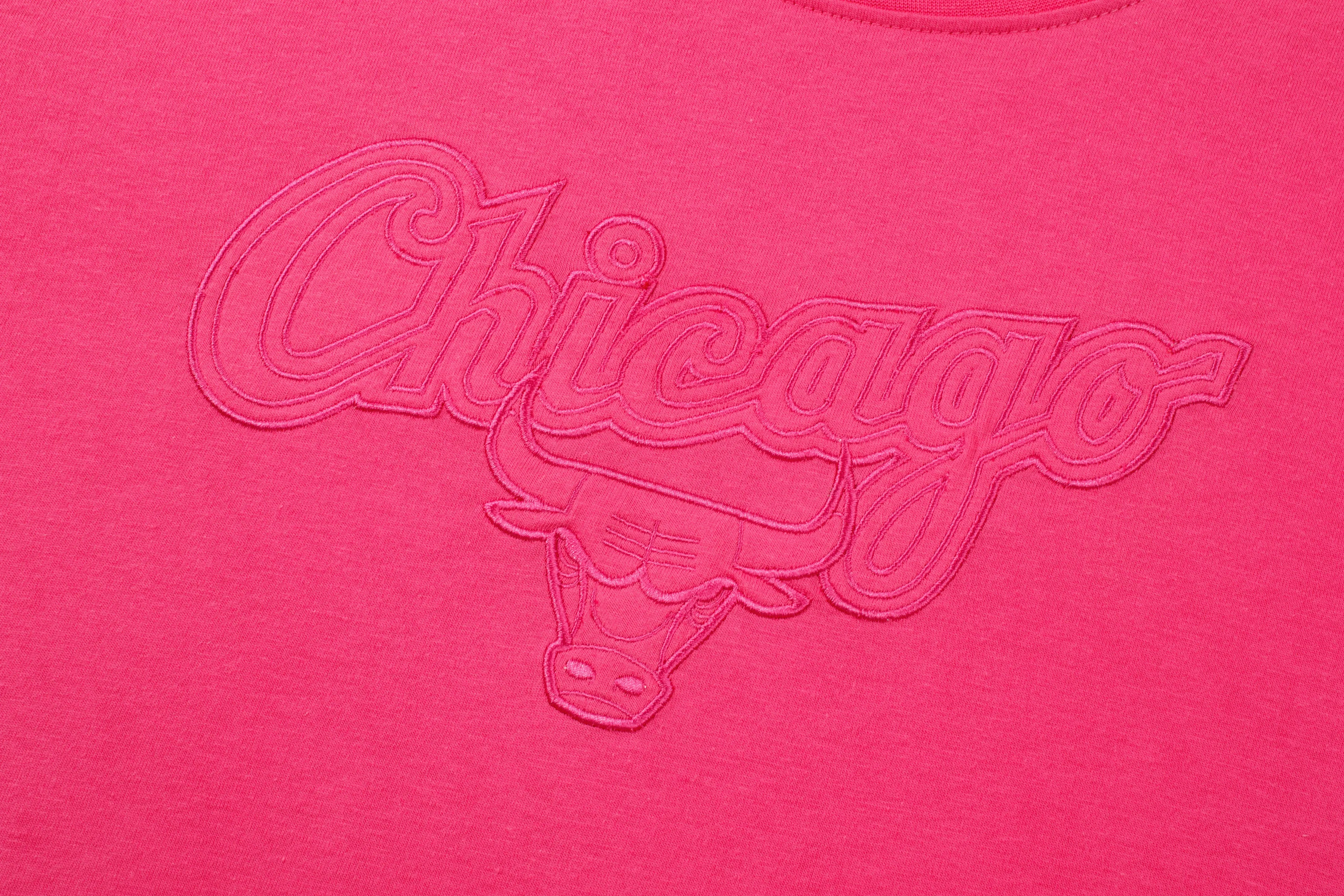 NBA Wordmark Embroidery Boxy Fit Cropped Top - PINK BULLS