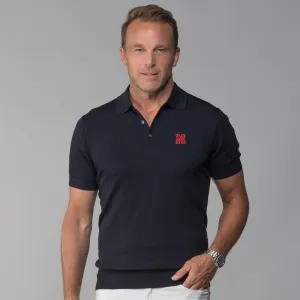 Nebraska Maranello Cotton & Silk Three Button Polo Black