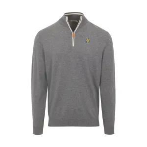 North Carolina A&T Grey with White Trim Luxury Touch Cotton and Cashmere Quarter Zip Sweater
