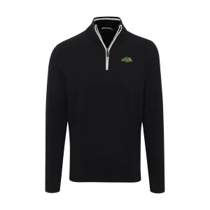North Dakota State Black with White Trim Luxury Touch Cotton and Cashmere Quarter Zip Sweater