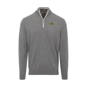 North Dakota State Grey with White Trim Luxury Touch Cotton and Cashmere Quarter Zip Sweater