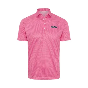 Ole Miss Semi-Spread Collar Polo Red Houndstooth