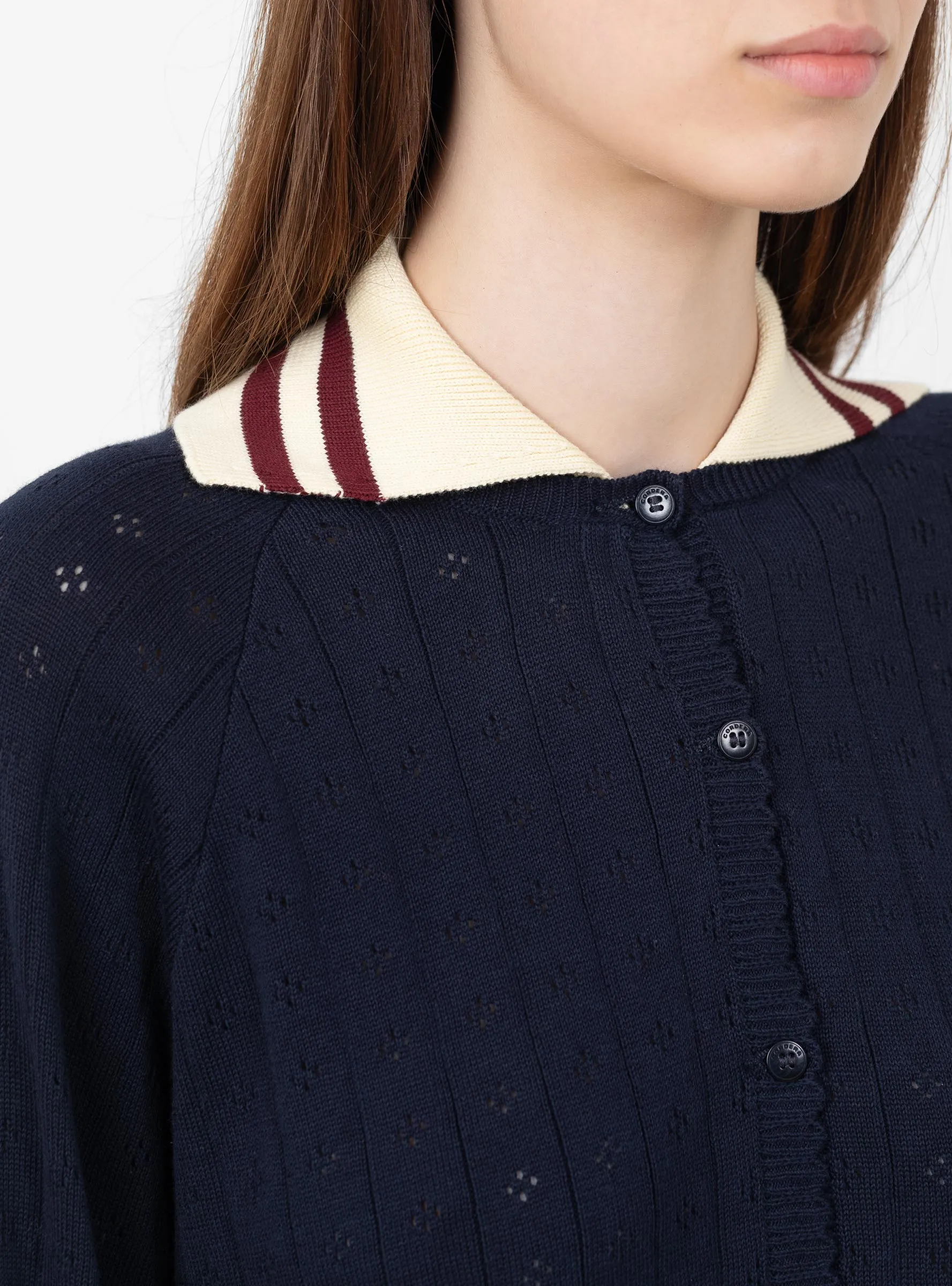 Organic Cotton Long Sleeve Polo Navy