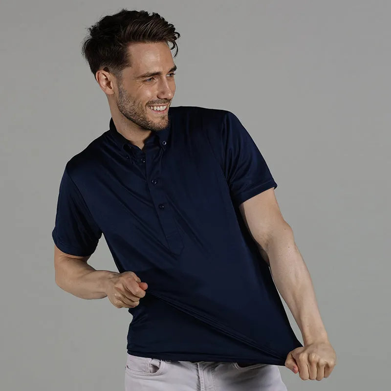 Oxford Button Down Collar Polo Navy Blue