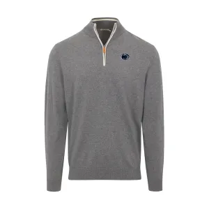 Penn State Grey with White Trim Luxury Touch Cotton and Cashmere Quarter Zip Sweater