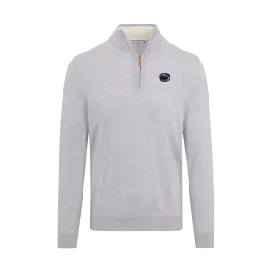 Penn State Light Grey Melange Cashmere Touch Australian Merino Quarter Zip Sweater