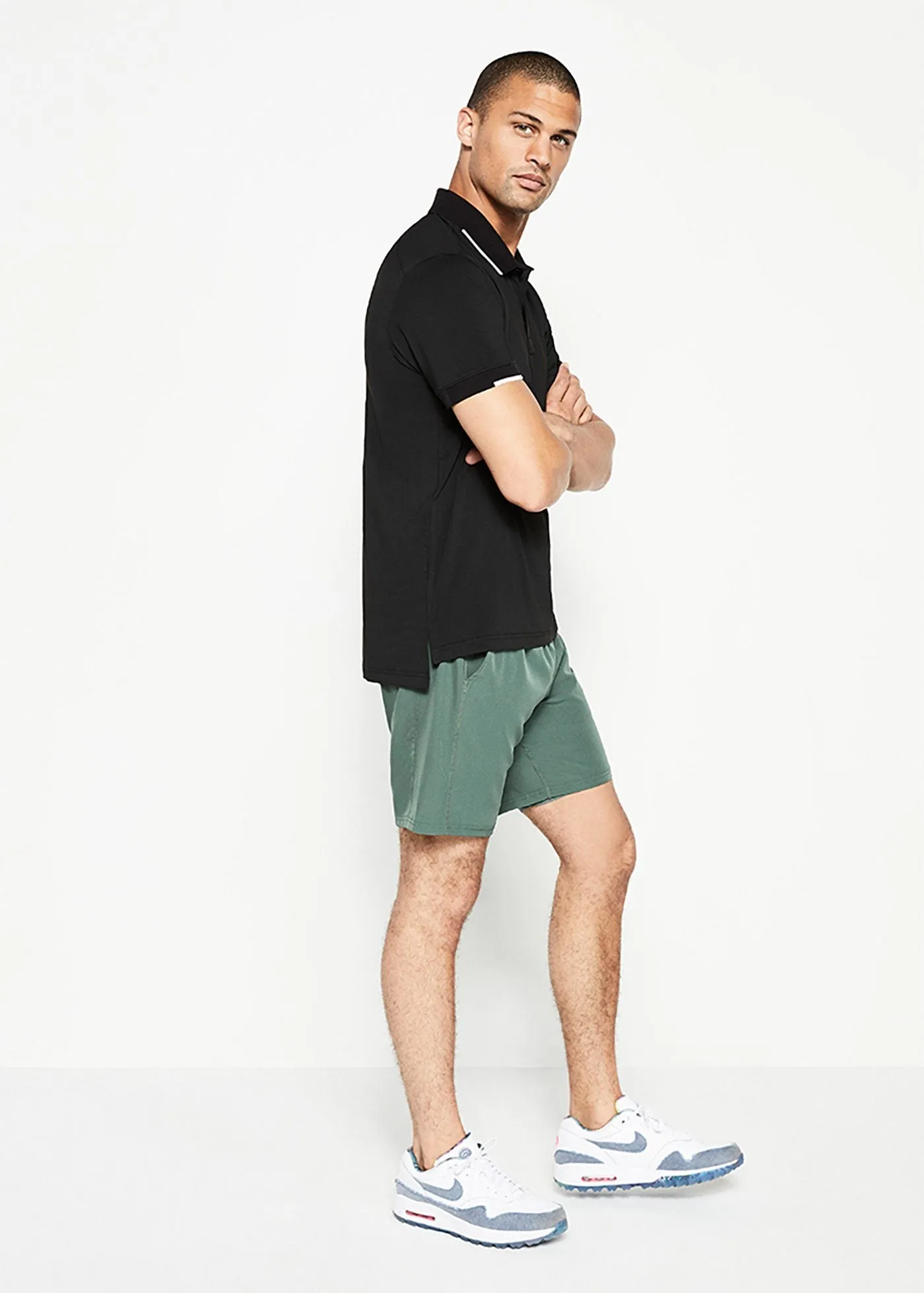Performance Tipped Polo | Black w/White Tipping