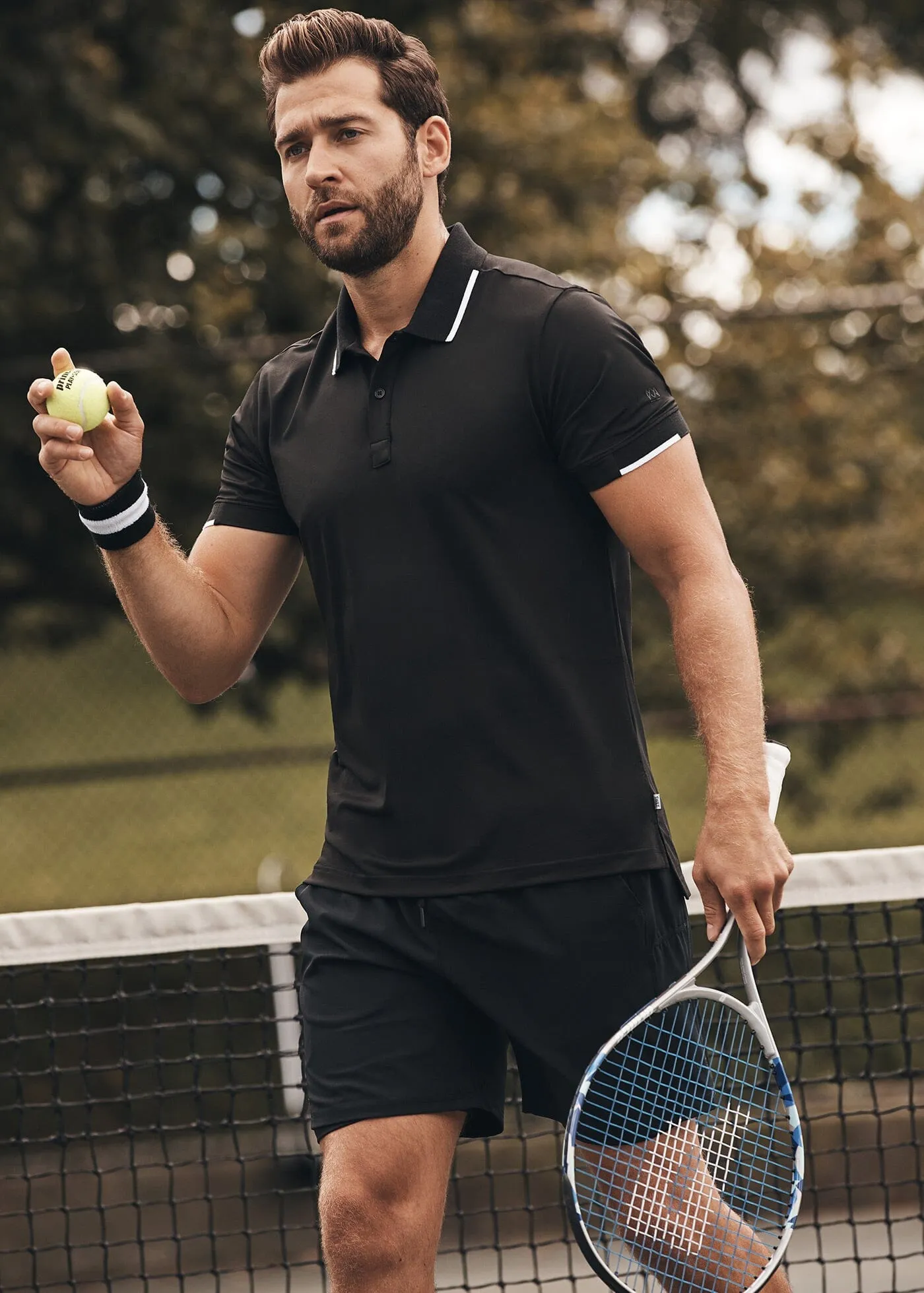 Performance Tipped Polo | Black w/White Tipping