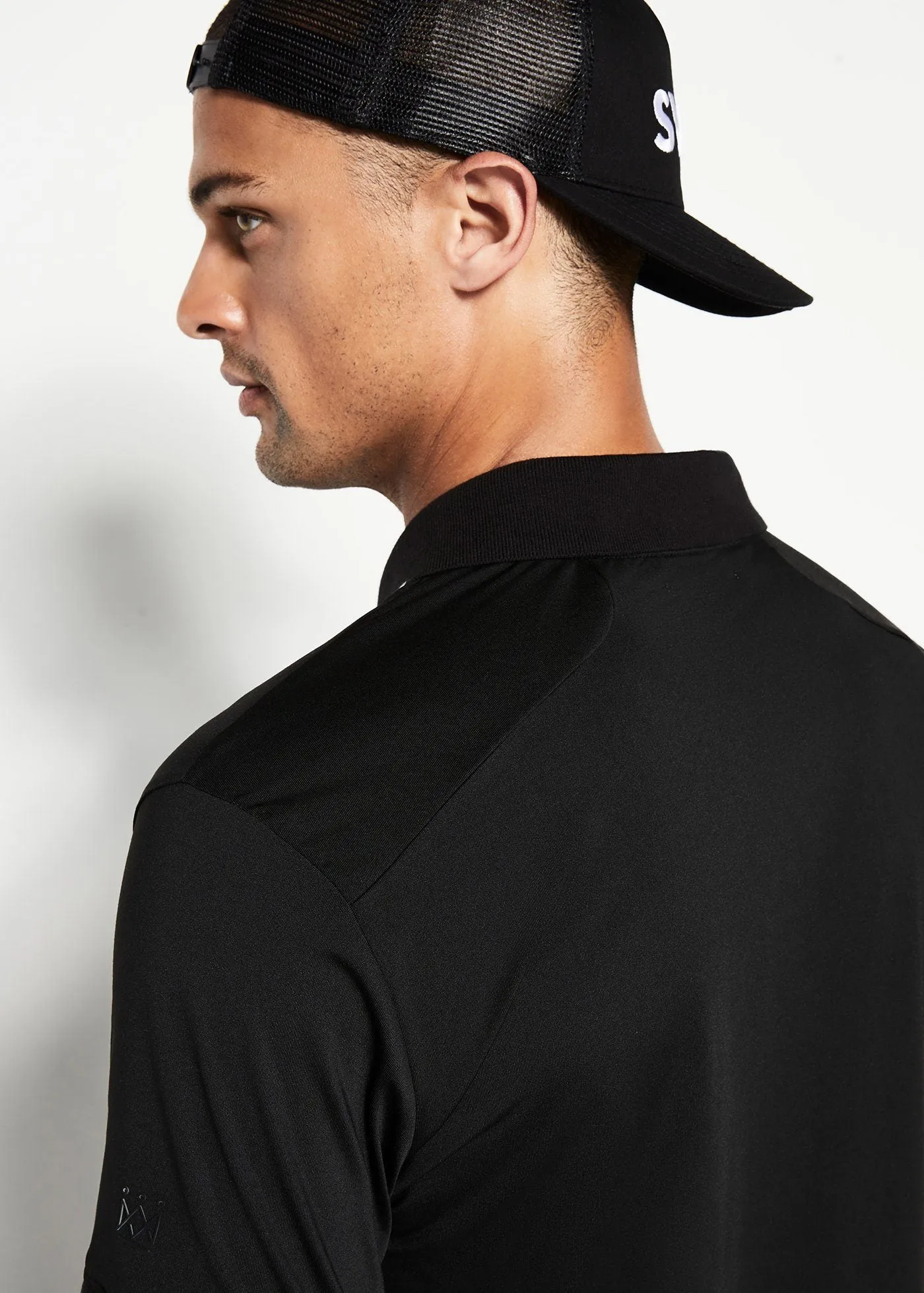 Performance Tipped Polo | Black w/White Tipping