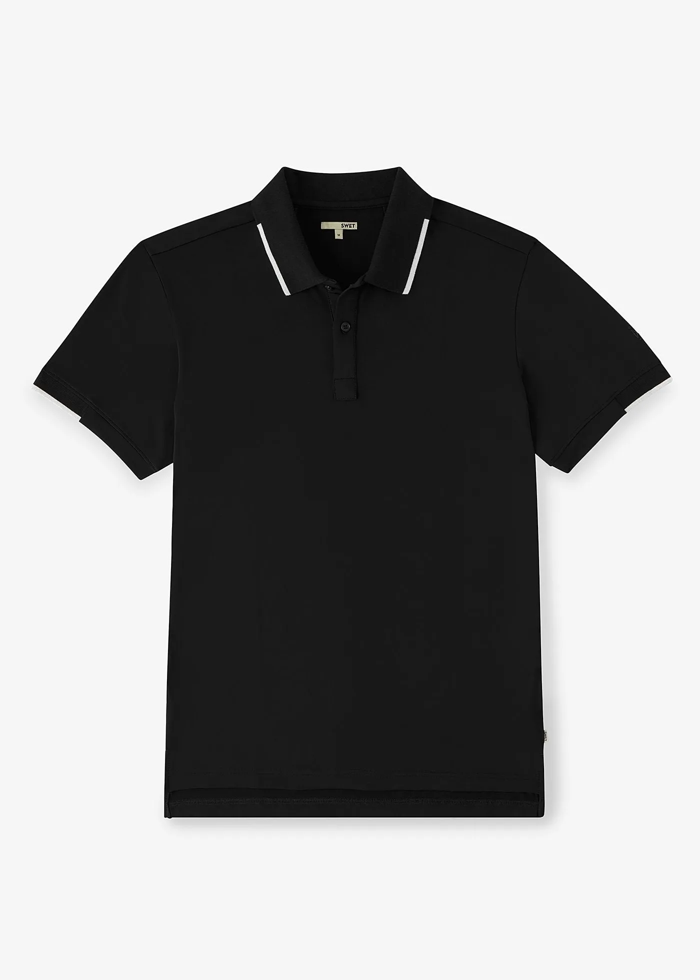 Performance Tipped Polo | Black w/White Tipping