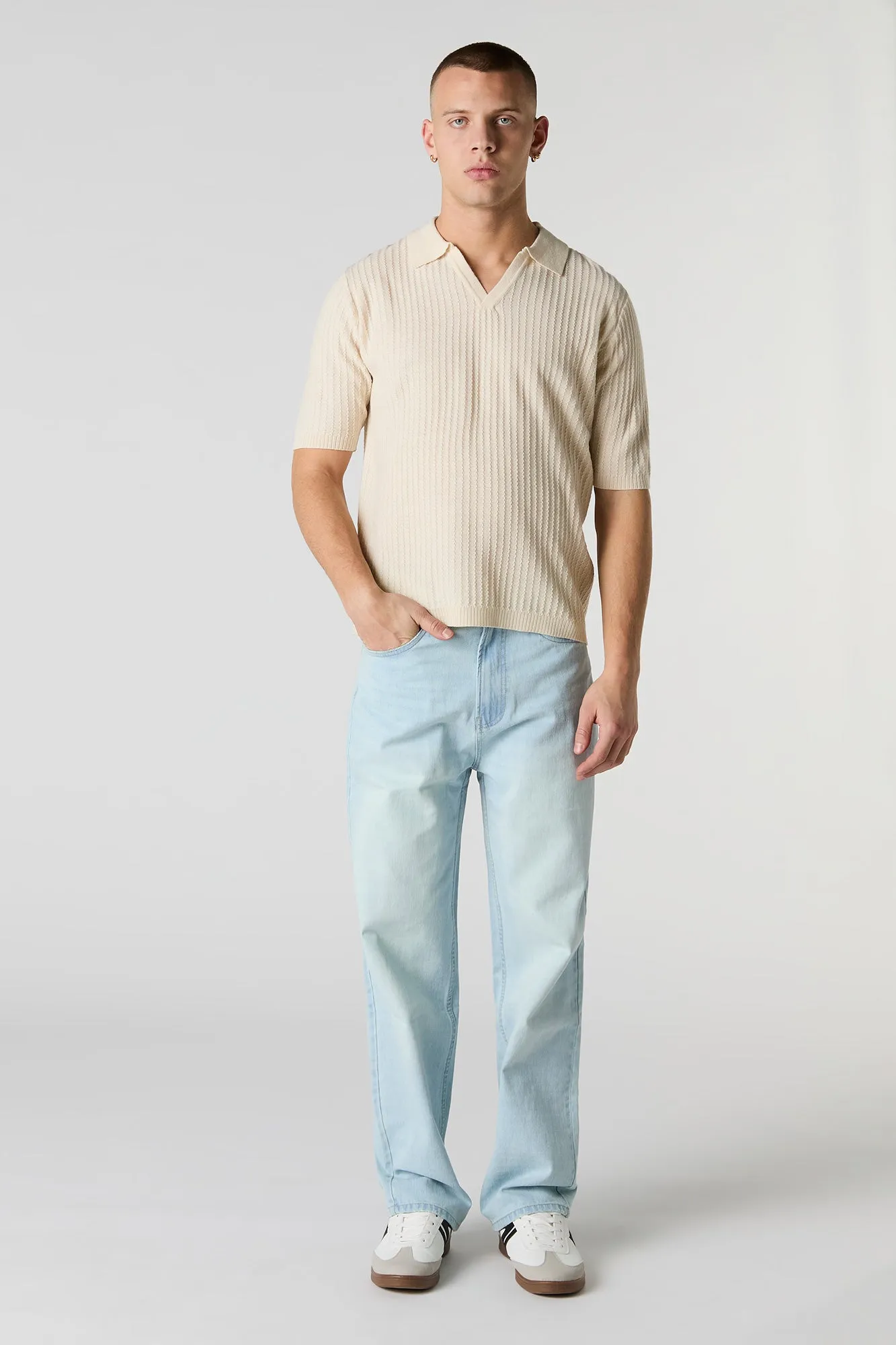 Polo en tricot texturé