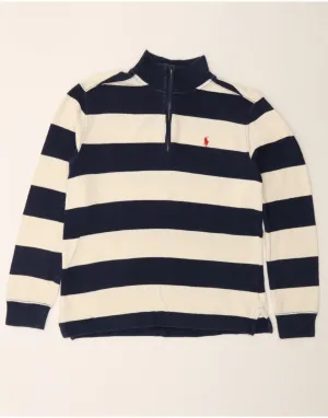 POLO RALPH LAUREN Boys Zip Neck Jumper Sweater 14-15 Years Large Navy Blue