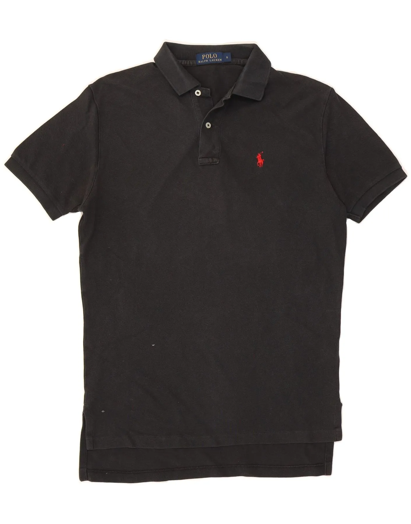 POLO RALPH LAUREN Mens Longline Polo Shirt Small Black Cotton